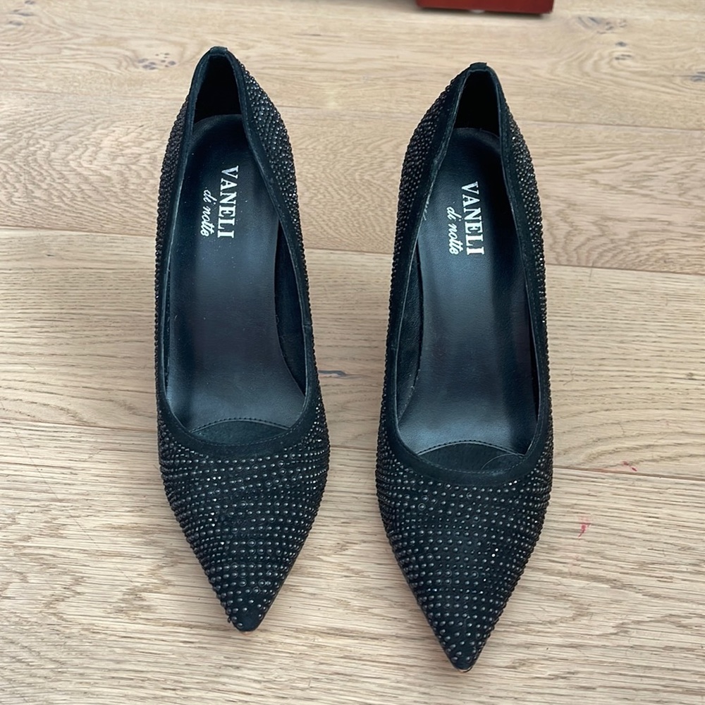 Vaneli di notte black studded sparkle heels